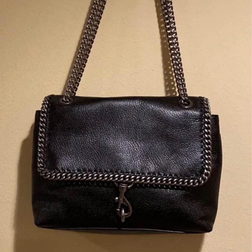 Rebecca Minkoff Black Leather Chain Edie Shoulder Bag